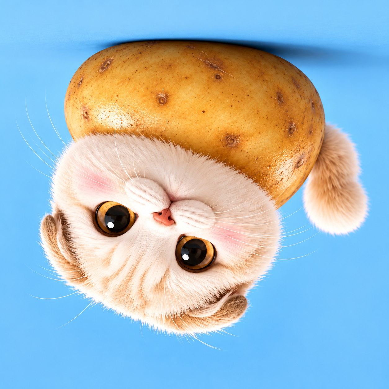 IHCTATOP, an upside-down cute cream cat merged with a potato